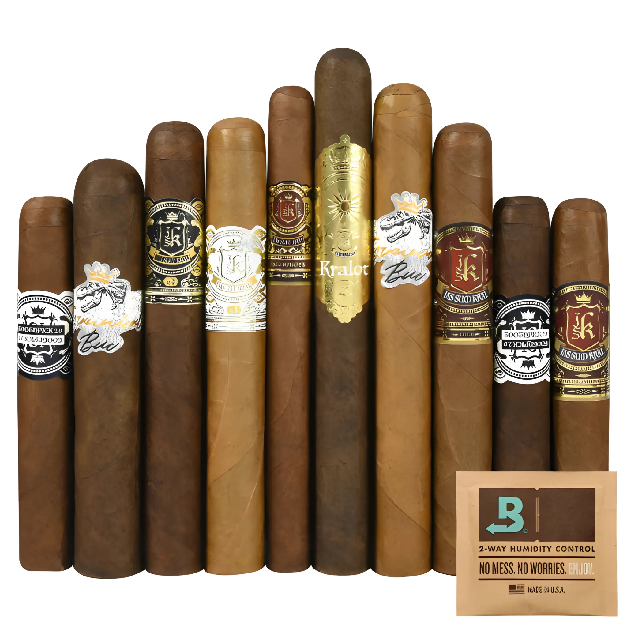 Every Jas Sum Kral blend — all real cigar bands clearly visible