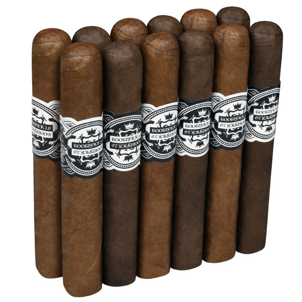 Toothpick 2.0 12-Cigar Sampler — 6 Habano (white-top band) + 6 Maduro (black-top band)